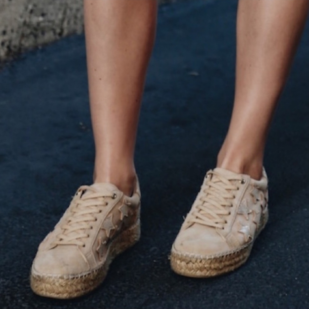 Marc Fisher $120 Marcia Tan Star Print Espadrille Sneakers 6.5
